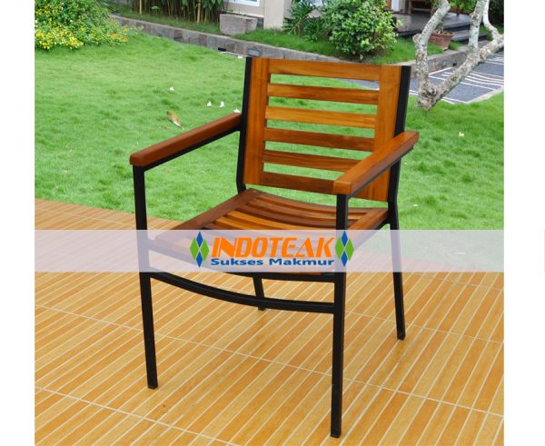 Iron Teak Stacking Chair